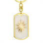 Celestial Sun Flower Keychain Stainless Steel or 18k Gold Dog Tag Keyring-Express Your Love Gifts