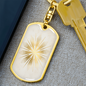 Celestial Sun Flower Keychain Stainless Steel or 18k Gold Dog Tag Keyring-Express Your Love Gifts