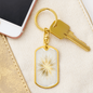 Celestial Sun Flower Keychain Stainless Steel or 18k Gold Dog Tag Keyring-Express Your Love Gifts