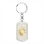 Celestial Sun Flower Keychain Stainless Steel or 18k Gold Dog Tag Keyring-Express Your Love Gifts