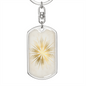 Celestial Sun Flower Keychain Stainless Steel or 18k Gold Dog Tag Keyring-Express Your Love Gifts