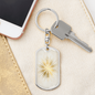 Celestial Sun Flower Keychain Stainless Steel or 18k Gold Dog Tag Keyring-Express Your Love Gifts
