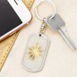 Celestial Sun Flower Keychain Stainless Steel or 18k Gold Dog Tag Keyring-Express Your Love Gifts