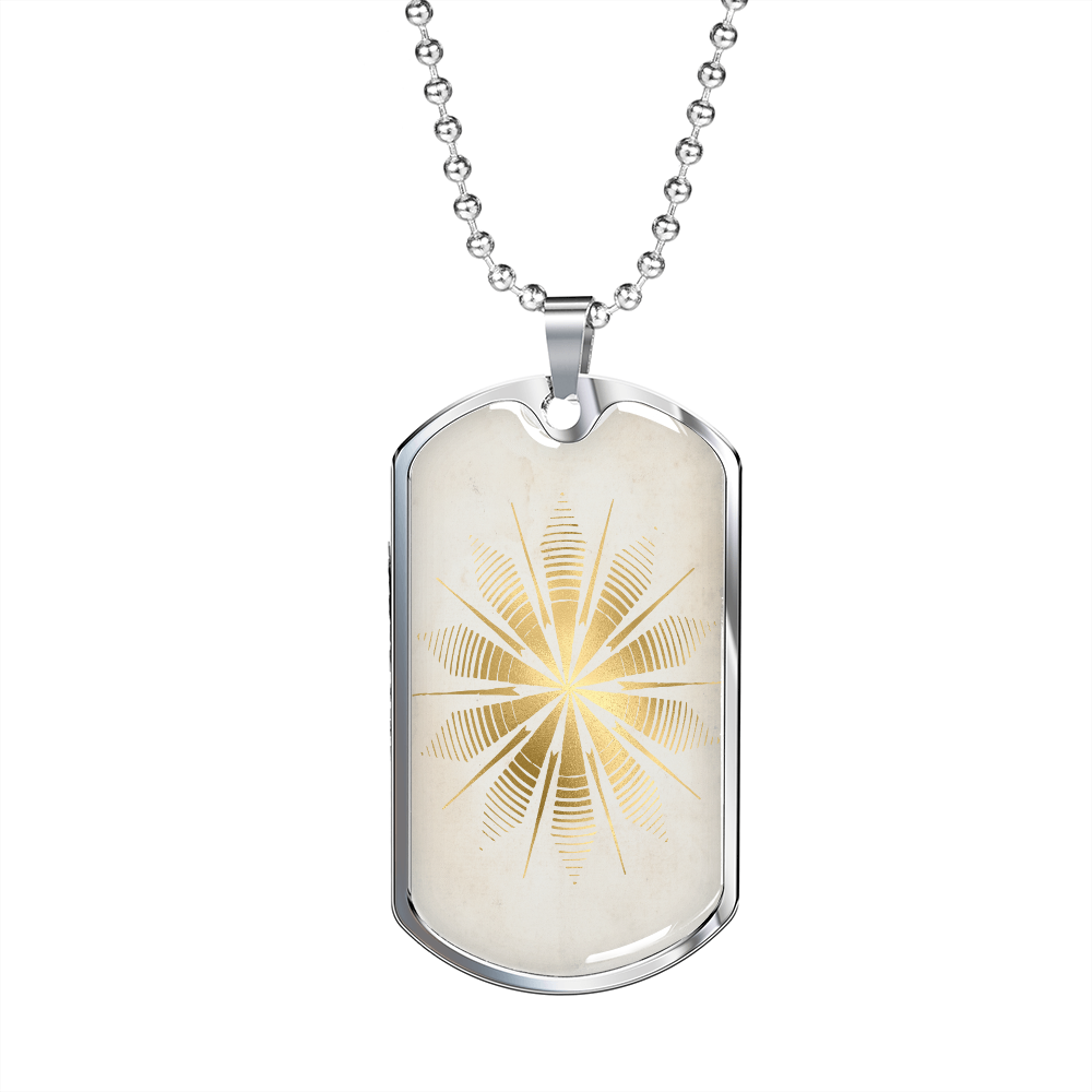 Celestial Sun Flower Necklace Stainless Steel or 18k Gold Dog Tag 24" Chain-Express Your Love Gifts