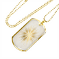 Celestial Sun Flower Necklace Stainless Steel or 18k Gold Dog Tag 24" Chain-Express Your Love Gifts