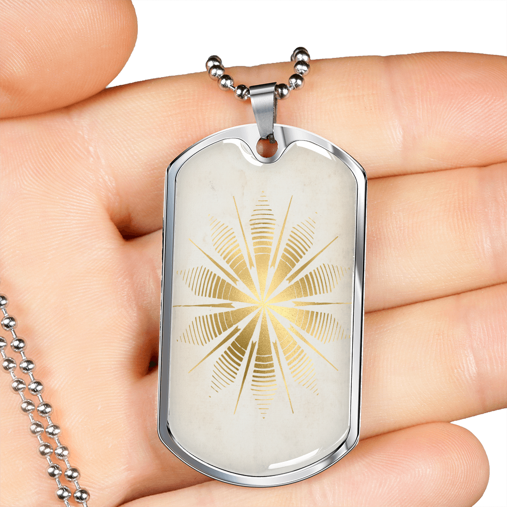 Celestial Sun Flower Necklace Stainless Steel or 18k Gold Dog Tag 24" Chain-Express Your Love Gifts