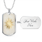 Celestial Sun Flower Necklace Stainless Steel or 18k Gold Dog Tag 24" Chain-Express Your Love Gifts