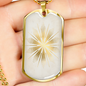 Celestial Sun Flower Necklace Stainless Steel or 18k Gold Dog Tag 24" Chain-Express Your Love Gifts
