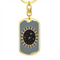 Celestial Sun Keychain Stainless Steel or 18k Gold Dog Tag Keyring-Express Your Love Gifts