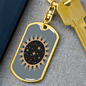 Celestial Sun Keychain Stainless Steel or 18k Gold Dog Tag Keyring-Express Your Love Gifts