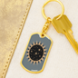 Celestial Sun Keychain Stainless Steel or 18k Gold Dog Tag Keyring-Express Your Love Gifts
