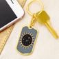 Celestial Sun Keychain Stainless Steel or 18k Gold Dog Tag Keyring-Express Your Love Gifts