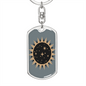 Celestial Sun Keychain Stainless Steel or 18k Gold Dog Tag Keyring-Express Your Love Gifts