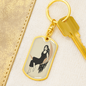 Celestial Woman on Moon Keychain Stainless Steel or 18k Gold Dog Tag Keyring-Express Your Love Gifts