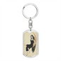 Celestial Woman on Moon Keychain Stainless Steel or 18k Gold Dog Tag Keyring-Express Your Love Gifts