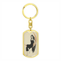 Celestial Woman on Moon Keychain Stainless Steel or 18k Gold Dog Tag Keyring-Express Your Love Gifts