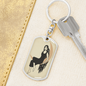 Celestial Woman on Moon Keychain Stainless Steel or 18k Gold Dog Tag Keyring-Express Your Love Gifts