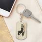 Celestial Woman on Moon Keychain Stainless Steel or 18k Gold Dog Tag Keyring-Express Your Love Gifts