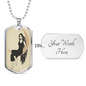 Celestial Woman on Moon Necklace Stainless Steel or 18k Gold Dog Tag 24" Chain-Express Your Love Gifts