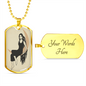 Celestial Woman on Moon Necklace Stainless Steel or 18k Gold Dog Tag 24" Chain-Express Your Love Gifts