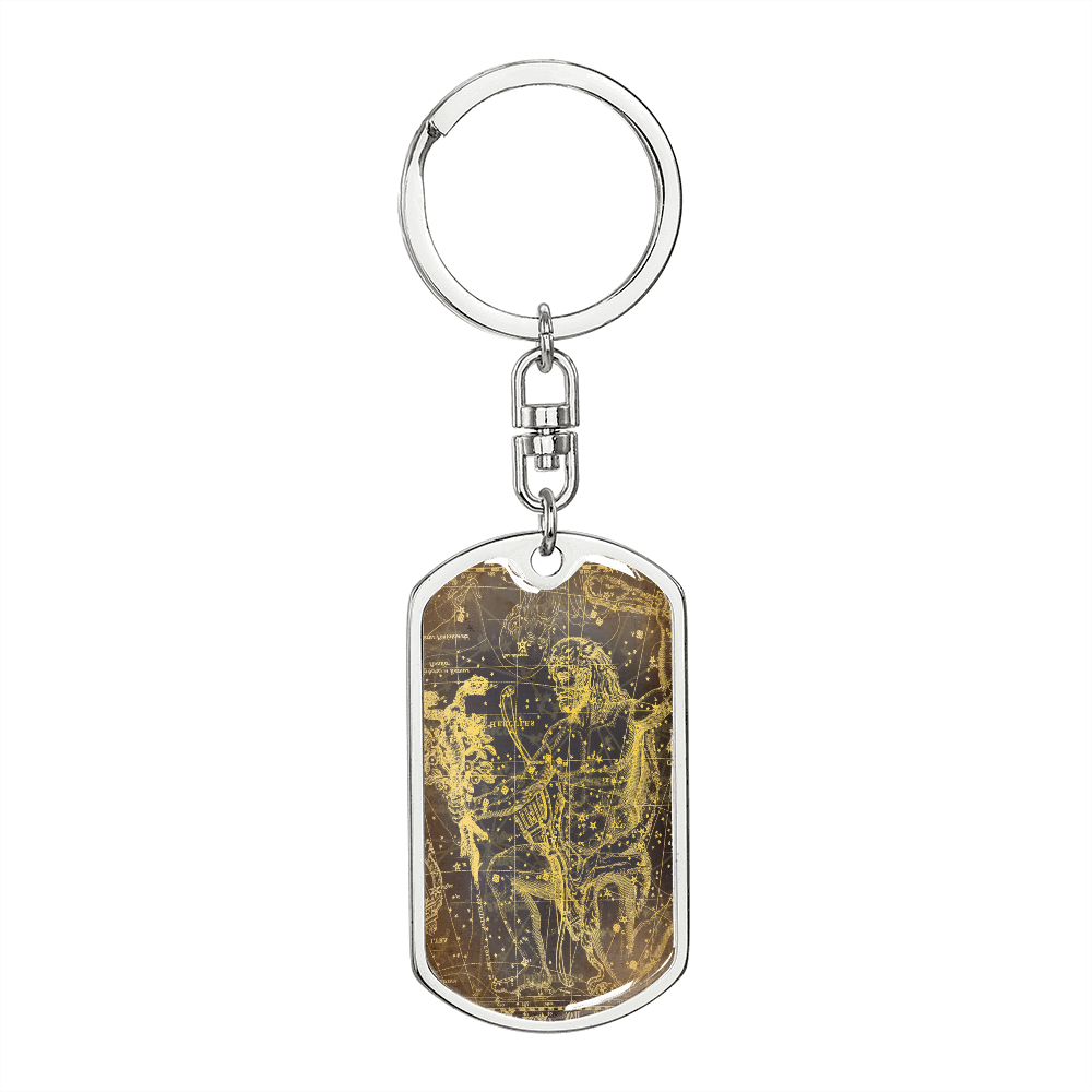 Celestial Zeus Keychain Stainless Steel or 18k Gold Dog Tag Keyring-Express Your Love Gifts