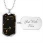 Celestial Zodiac Dark Necklace Stainless Steel or 18k Gold Dog Tag 24" Chain-Express Your Love Gifts