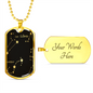 Celestial Zodiac Dark Necklace Stainless Steel or 18k Gold Dog Tag 24" Chain-Express Your Love Gifts