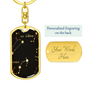 Celestial Zodiac Keychain Stainless Steel or 18k Gold Dog Tag Keyring-Express Your Love Gifts