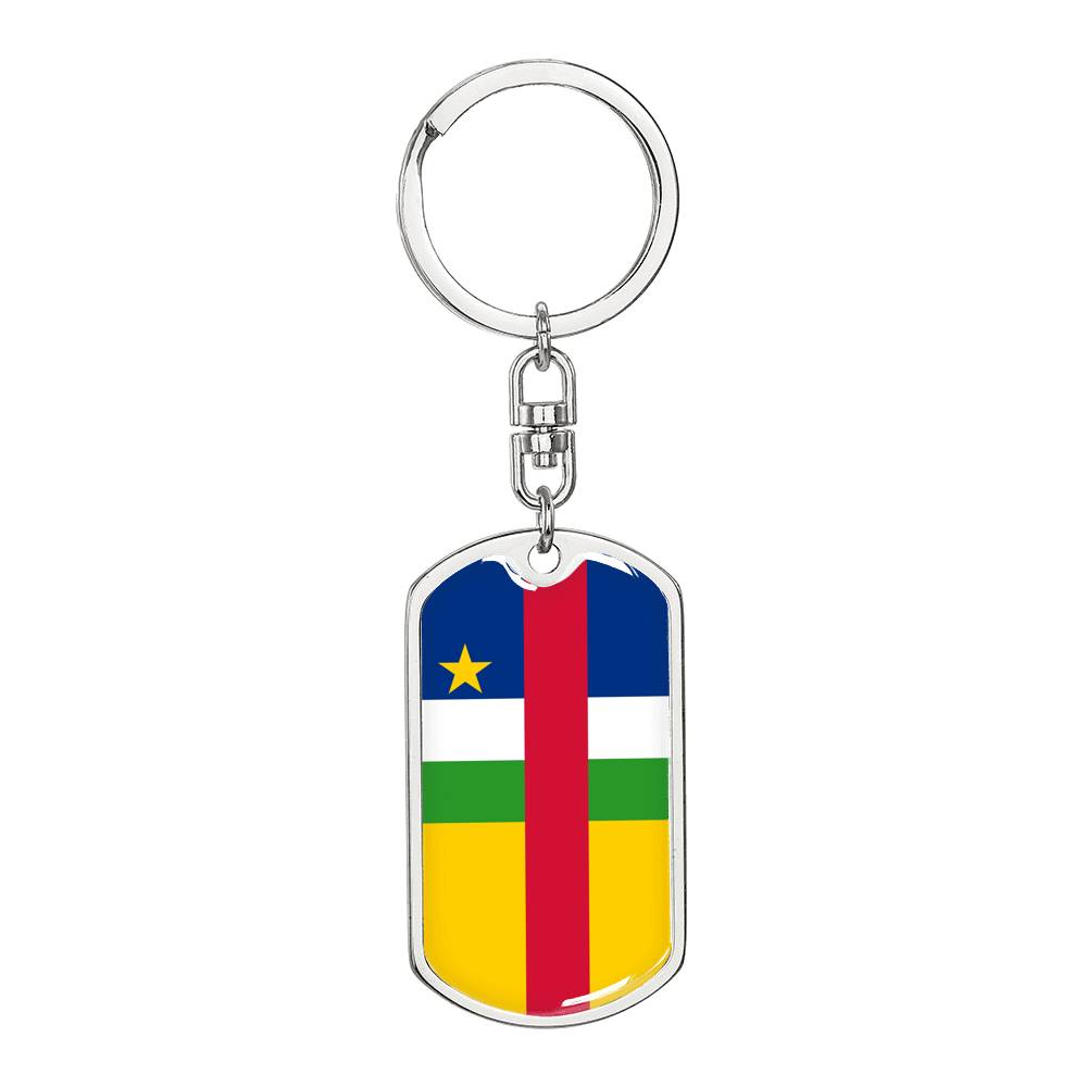Central African Republic Flag Keychain Dog Tag Stainless Steel or 18k Gold-Express Your Love Gifts