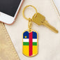 Central African Republic Flag Keychain Dog Tag Stainless Steel or 18k Gold-Express Your Love Gifts
