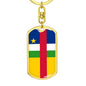 Central African Republic Flag Keychain Dog Tag Stainless Steel or 18k Gold-Express Your Love Gifts