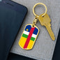 Central African Republic Flag Keychain Dog Tag Stainless Steel or 18k Gold-Express Your Love Gifts