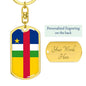 Central African Republic Flag Keychain Dog Tag Stainless Steel or 18k Gold-Express Your Love Gifts