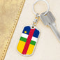 Central African Republic Flag Keychain Dog Tag Stainless Steel or 18k Gold-Express Your Love Gifts