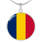 Chad Flag Necklace Circle Pendant Stainless Steel or 18k Gold 18-22"-Express Your Love Gifts