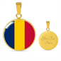 Chad Flag Necklace Circle Pendant Stainless Steel or 18k Gold 18-22"-Express Your Love Gifts