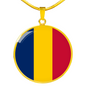Chad Flag Necklace Circle Pendant Stainless Steel or 18k Gold 18-22"-Express Your Love Gifts