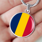 Chad Flag Necklace Circle Pendant Stainless Steel or 18k Gold 18-22"-Express Your Love Gifts