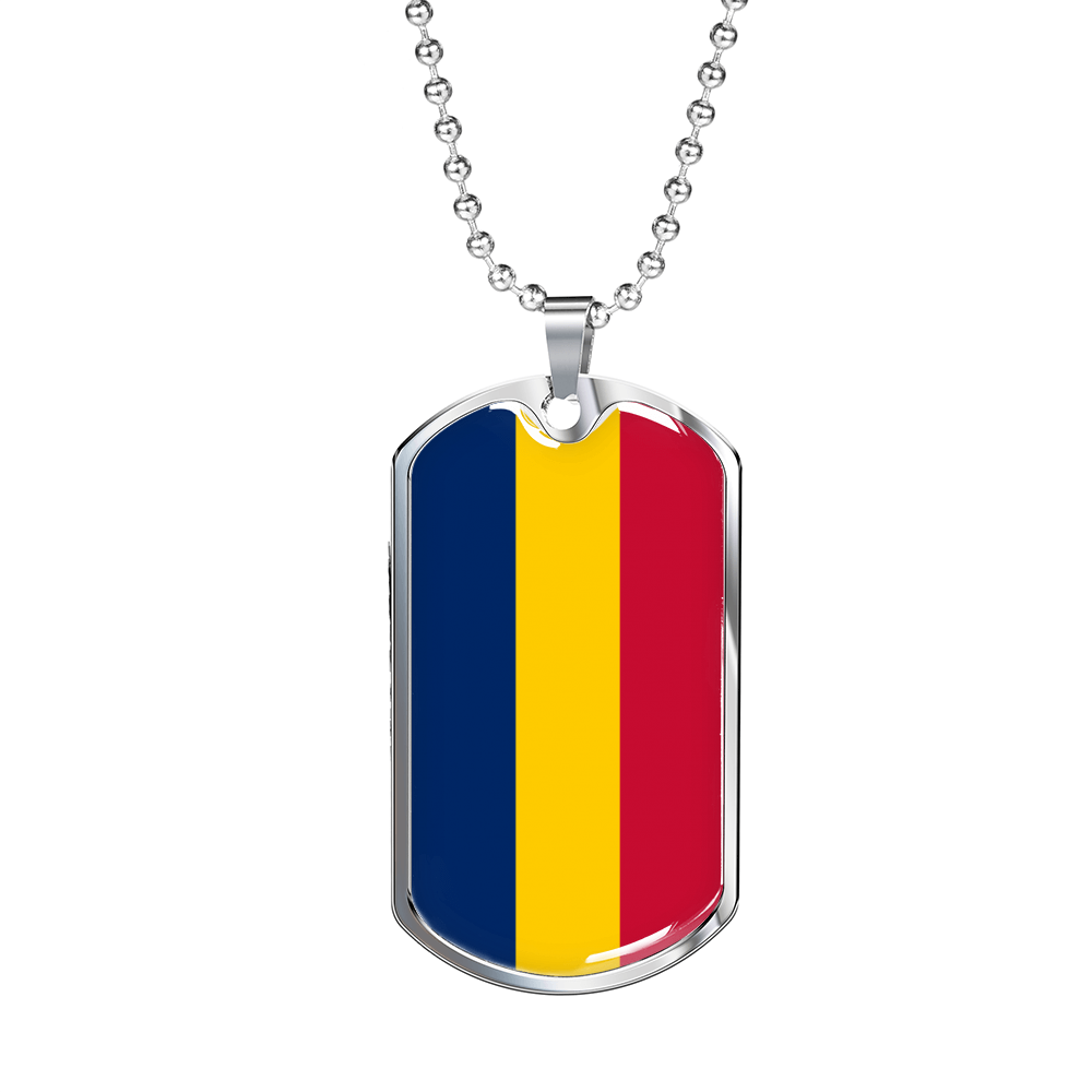 Chad Flag Necklace Stainless Steel or 18k Gold Dog Tag 24" Chain-Express Your Love Gifts