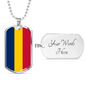 Chad Flag Necklace Stainless Steel or 18k Gold Dog Tag 24" Chain-Express Your Love Gifts