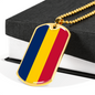 Chad Flag Necklace Stainless Steel or 18k Gold Dog Tag 24" Chain-Express Your Love Gifts