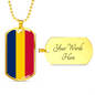 Chad Flag Necklace Stainless Steel or 18k Gold Dog Tag 24" Chain-Express Your Love Gifts