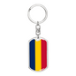 Chad Flag Swivel Keychain Dog Tag Stainless Steel or 18k Gold-Express Your Love Gifts