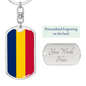 Chad Flag Swivel Keychain Dog Tag Stainless Steel or 18k Gold-Express Your Love Gifts