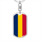 Chad Flag Swivel Keychain Dog Tag Stainless Steel or 18k Gold-Express Your Love Gifts
