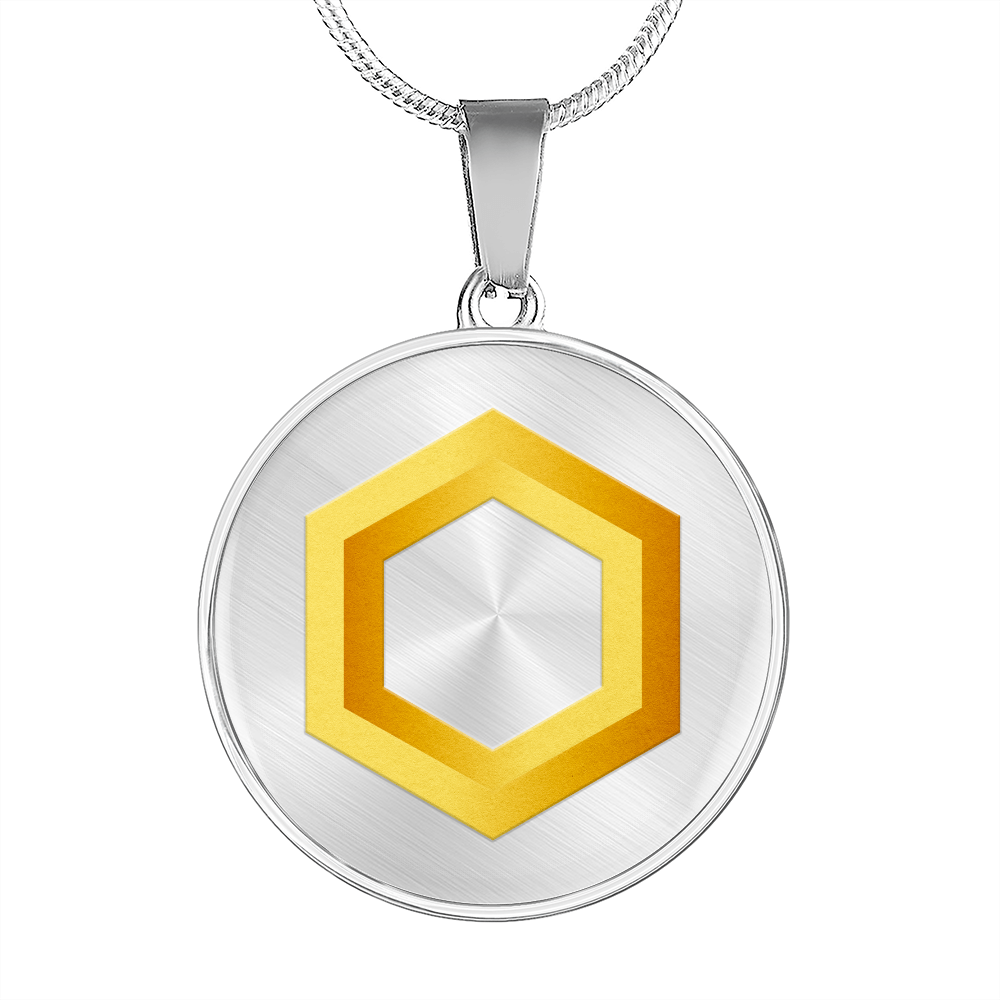 Chainlink Token Gold Circle Necklace Stainless Steel or 18k Gold 18-22"-Express Your Love Gifts