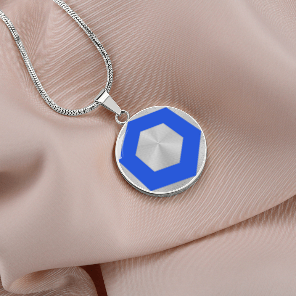 ChainLink Token (LINK) Circle Necklace Stainless Steel or 18k Gold 18-22"-Express Your Love Gifts