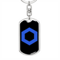 ChainLink Token (LINK) Crypto Cryptocurrency Keychain Stainless Steel or 18k Gold Dog Tag Keyring-Express Your Love Gifts