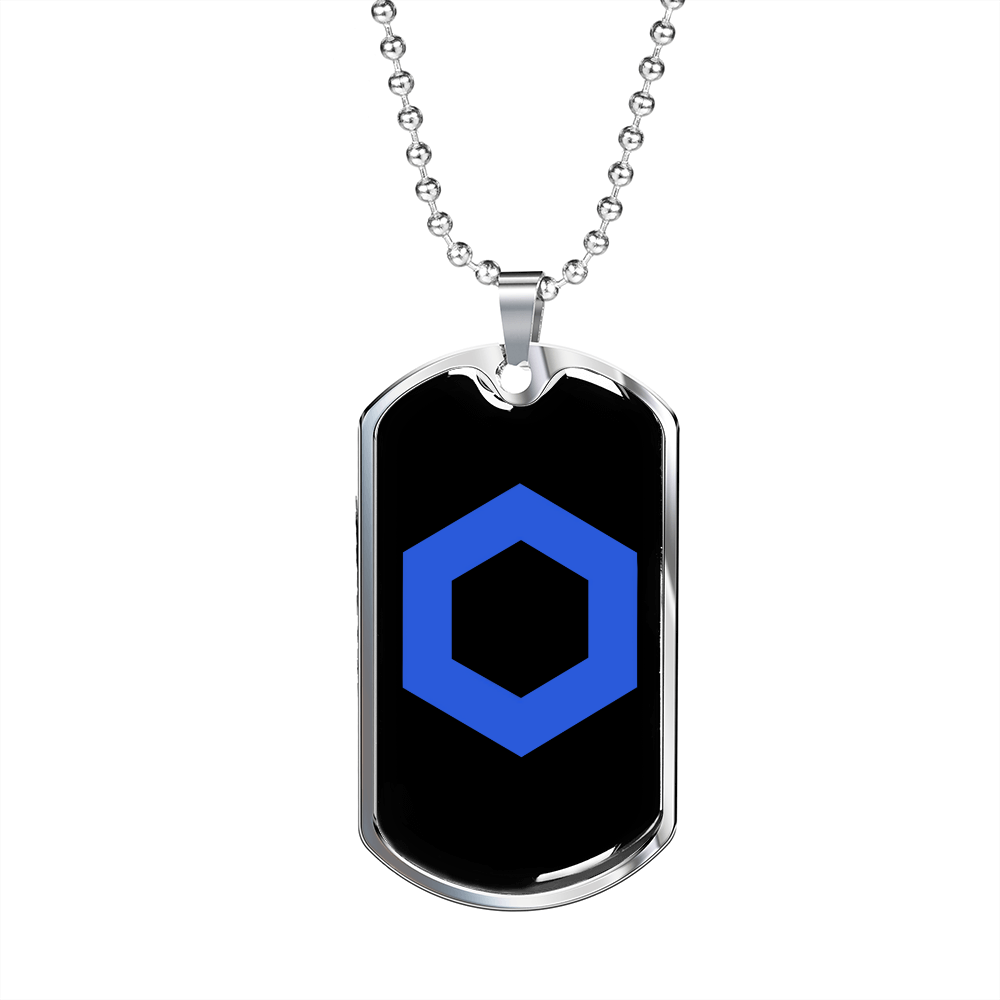 ChainLink Token (LINK) Crypto Necklace Stainless Steel or 18k Gold Dog Tag 24" Chain-Express Your Love Gifts