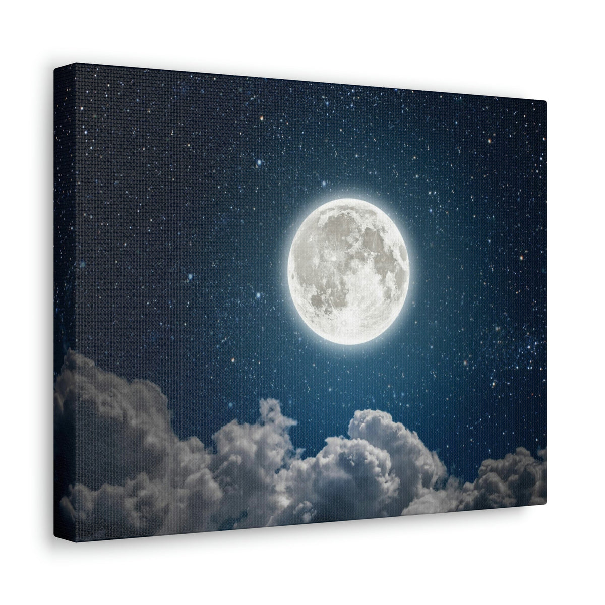 Charming Moon and Stars Scene Beautiful Engaging and Lovely Night Beauty Nature Scene Pitch Black and Shiny Night Wall Art Ready to Hang Unframed-Express Your Love Gifts